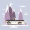 Vector modern retro pick up. Tourism design.