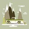 Vector modern retro pick up. Tourism trend design.Travel by car.