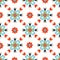 Vector Modern Scandi Daisy Floral Seamless pattern background Repeat Wallpaper Red and Blue
