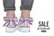 Vector modern sneakers with bow banner. Trendy hipster street style illustration. Lifestyle magazine flyer advertising