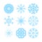 Vector modern snowflakes flat icons set