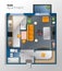 Vector modern studio apartment top view illustration