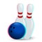 Vector modern stylized stereoscopic stereo vector Bowling game pins with ball.