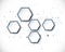 Vector molecule with 3D paper label, Hexagon background