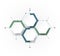 Vector molecule with 3D paper label, integrated Hexagon backgroud