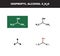 Vector molecule of isopropyl alcohol or isopropanol in several variants - organic chemistry concept