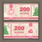 Vector money banknotes illustration with portrait of Santa Claus, bells. State currency. Back sides of money bills. Fake money.