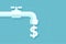 Vector of money dollar sign flowing from faucet