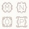 Vector mono line monograms. M, N, O, P.