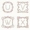 Vector mono line monograms. U, V, W, X.