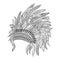 Vector monochrome hand drawn zentagle illustration of Indian war bonnet