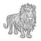 Vector monochrome hand drawn zentagle illustration of lion.