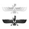 Vector monochrome icon with ancient  sumerian symbol Faravahar