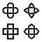 Vector monochrome icon set with ancient decorative motif Solomon`s knot