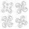 Vector monochrome icon set with Ancient Italian sign Camunian rose