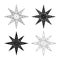 Vector monochrome icon set with ancient Sumerian symbol Star of Ishtar