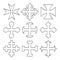 Vector monochrome icon set with Medieval heraldic crosses