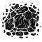 Vector monochrome illustration of broken stones. Clipart black silhouette smashed rocks with cracks. Earthquake danger