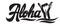 Vector monochrome illustration with stylish inscription Aloha and hand