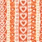 Vector monochrome red doodle cute hearts valentine vertical stripes seamless pattern. Suitable for textile, gift wrap