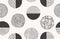 Vector monochrome seamless hand drawn pattern made with ink, pencil, brush. Geometric doodle shapes of spots, dots