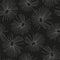 Vector monochrome seamless pattern with elegant grey palm leaves on black background.