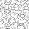 Vector monochrome seamless pattern with outline Pumpkins with ornate flower in black on the white background. Contour Pumpkins.