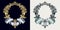 Vector monogram and initials. Golden decorative frame. Retro ribbon. Wedding invitation. Elegant lines of calligraphic ornament.