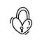 Vector monoline cute lock in form heart. Valentines Day Hand Drawn icon. Holiday sketch doodle Design element valentine