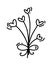 Vector monoline flowers with hearts. Valentines Day Hand Drawn icon. Holiday sketch doodle Design plant element