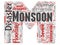 Vector monsoon dangerous weather letter font M