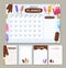 Vector monthly planner with cute ice creams.