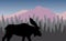 Vector moose in landscape with forest and mountain