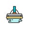 Vector mop, professional cleaning swab flat color line icon.
