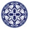 Vector Mosaic Classic Floral Blue and White Medallion