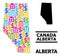 Vector Mosaic Map of Alberta Province of Banking and Business Parts