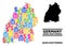 Vector Mosaic Map of Baden-Wurttemberg State of Banking and Business Items