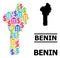 Vector Mosaic Map of Benin of Banking and Money Particles
