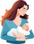 vector mother loving her child illustration