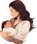 vector mother loving her child illustration