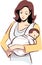 vector mother loving her child illustration