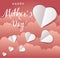 Vector Mother`s Day Flying Hearts Card