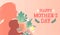 Vector mother silhouette with child, flowers and lettering .Happy Mothers Day banner