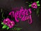 Vector mothers day lettering with blooming alstroemeria flowers and hand lettering phrase - happy mothers day with