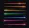 Vector Motion Lights, Abstract Glowing Lines, Rainbow Colors, Isolated Set.