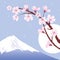 vector Mount Fuji, moon and sakura