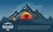 Vector mountains camping horizontal banner