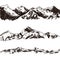 Vector Mountains Sketch, Hand Drawn Illustration, Engraved Hills.