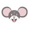 Vector Mouse Animal, the Chinese zodiac symbol. Flat cartoon rat head with teeth braces, grey mouse face isolated. Year