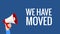Vector moving word business text announcement advertising banner we moved